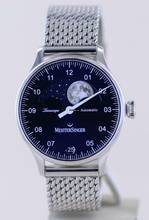 Thumbnail von Meistersinger Lunascope Blue Dial Moon Stahlband 40mm Automatik Einzeiger B+P </h1>