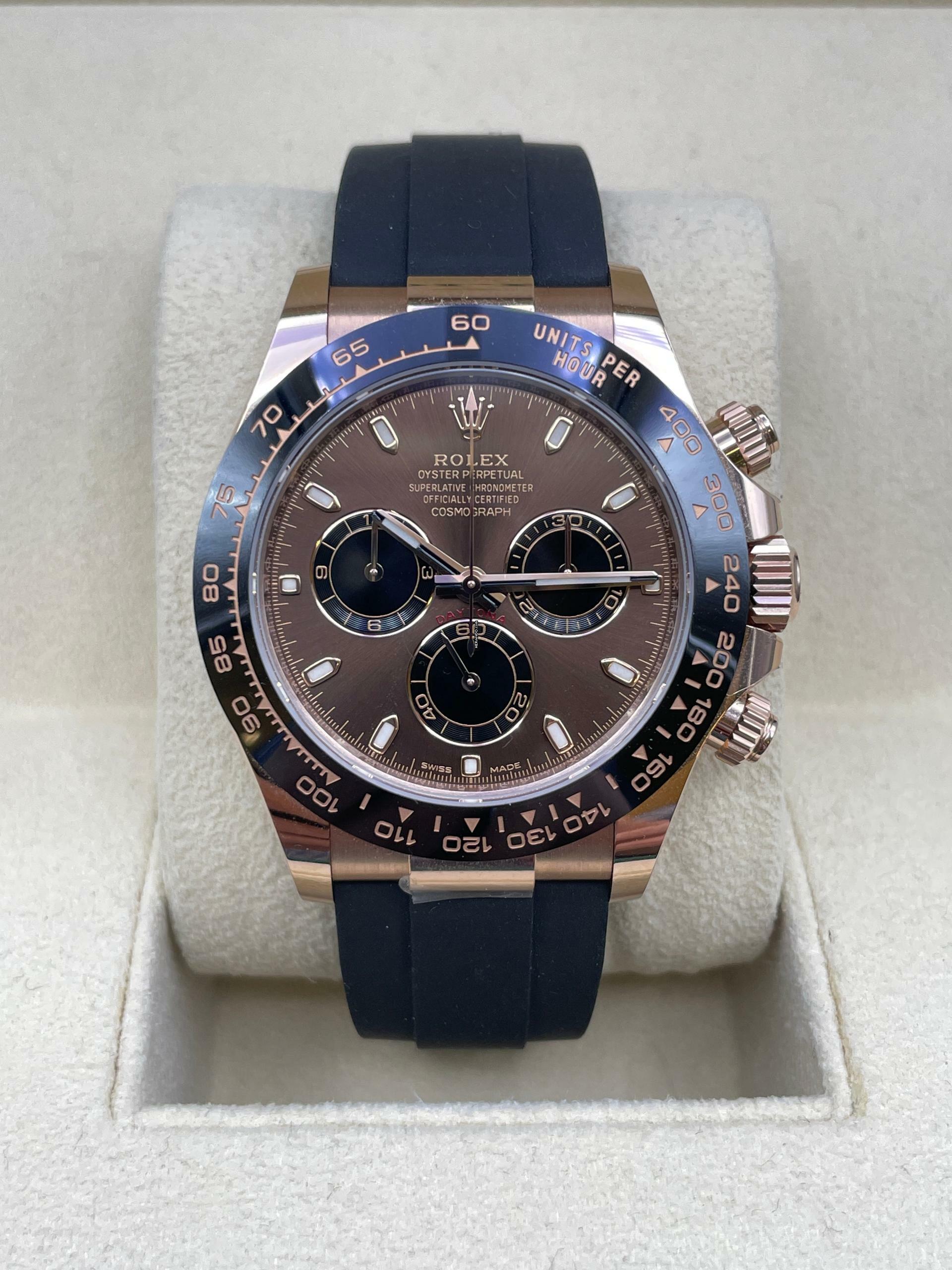 Rolex Daytona Rosegold Oysterflex Chocolate MINT 2022 Full Set-Box&Papers