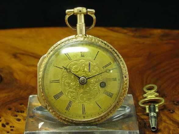  Kloppfer 18kt 750 Gold Open Face Schlüsselaufzug Taschenuhr / Durchmesser 47,5mm </h1> 