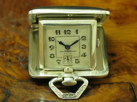 Talis 925 Sterling Silber Handaufzug Klapptaschenuhr / Reiseuhr </h1> 