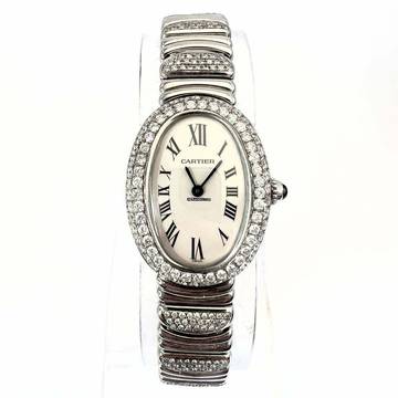  Cartier Baignoire 23mm Quartz 18K White Gold 2.86TCW Diamond Watch </h1> 