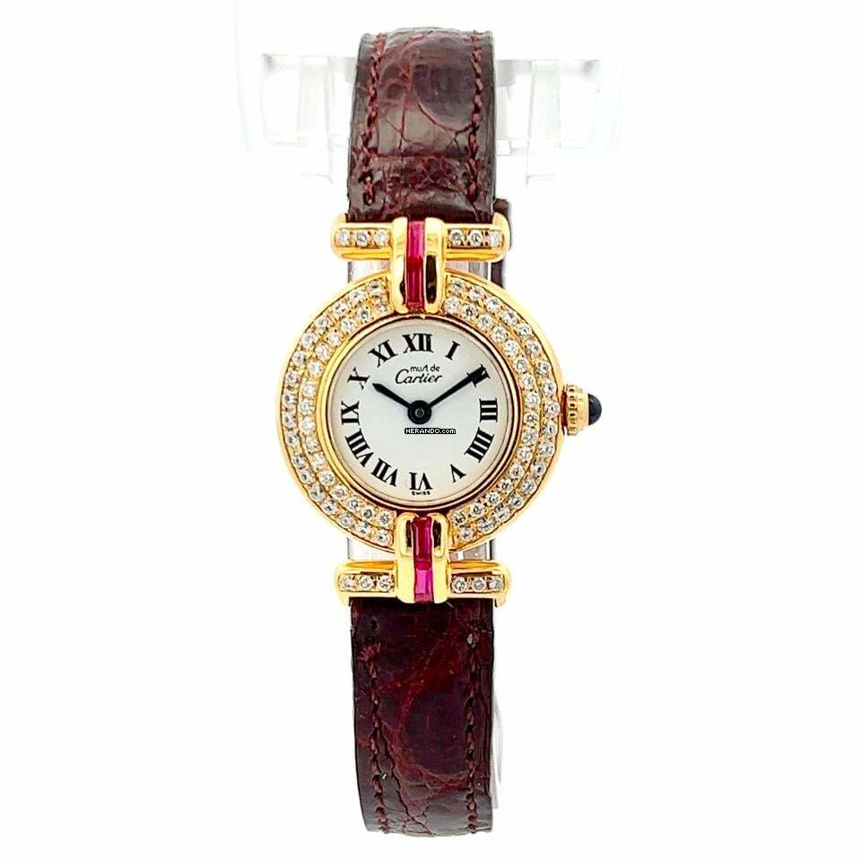 Cartier VERMEIL COLISÈE Quartz 24mm GP Silver Diamond & Rubies Watch </h1>