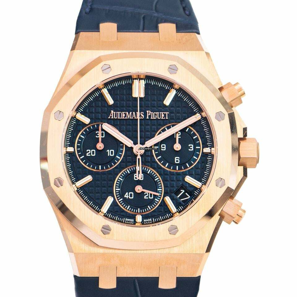 Audemars Piguet Royal Oak Chronograph 26240OR.OO.D315CR.01 - Royal Oak Automatic Blue Dial 18kt Pink Gold Men's Watch </h1>