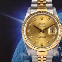 Thumbnail von Rolex Datejust 36 16233 Gold Dial With Big Diamonds - Full Set </h1>