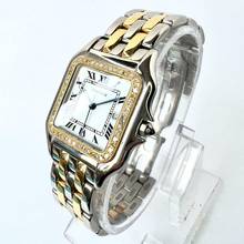 Thumbnail von Cartier Panthère Quartz Jumbo 29mm 2 Row Gold 0.55TCW DIAMOND Watch </h1>