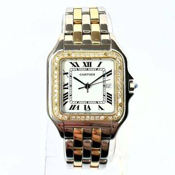  Cartier Panthère Quartz Jumbo 29mm 2 Row Gold 0.55TCW DIAMOND Watch </h1> 