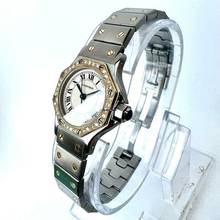 Thumbnail von Cartier Santos OCTAGON 25mm Quartz 2 Tone 0.40TCW Diamond Watch  NEW Model </h1>