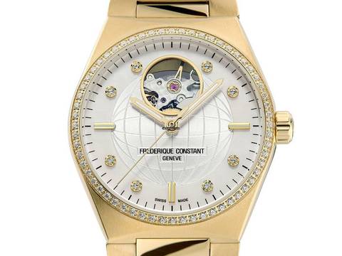  Frederique Constant Ladies Automatic Highlife Ladies Gelbgold Diamanten Automatik Armband Gelbgold 34mm Box&Pap. Full Set Neu 