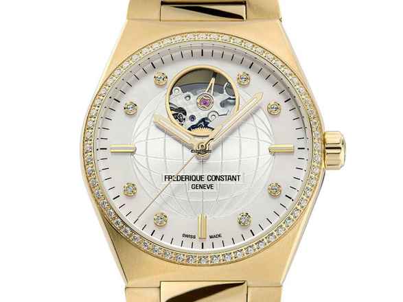  Frederique Constant Ladies Automatic Highlife Ladies Gelbgold Diamanten Automatik Armband Gelbgold 34mm Box&Pap. Full Set Neu 