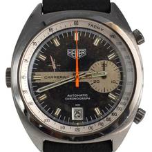 Thumbnail von Heuer Carrera 1153 chronograph Tropical blue dial 1970's </h1>