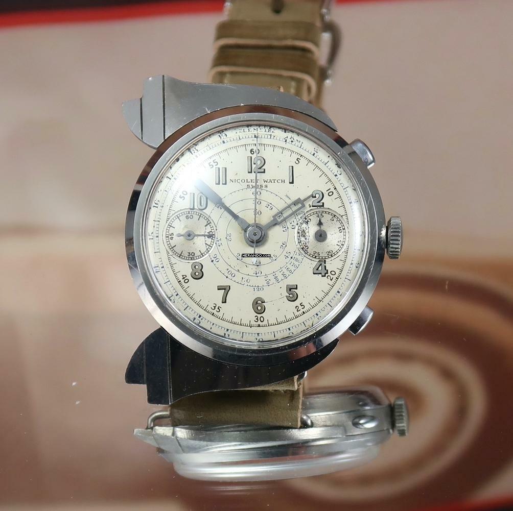 Nicolet CHRONOGRAPH ART DECO DIAL & CASE RARE VINTAGE