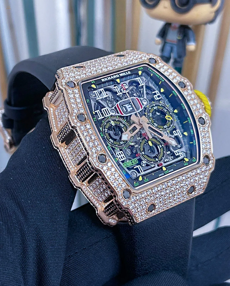 Richard Mille [NEW] RM 11-03 Rose Gold Full Set Diamonds Flyback Chronograph