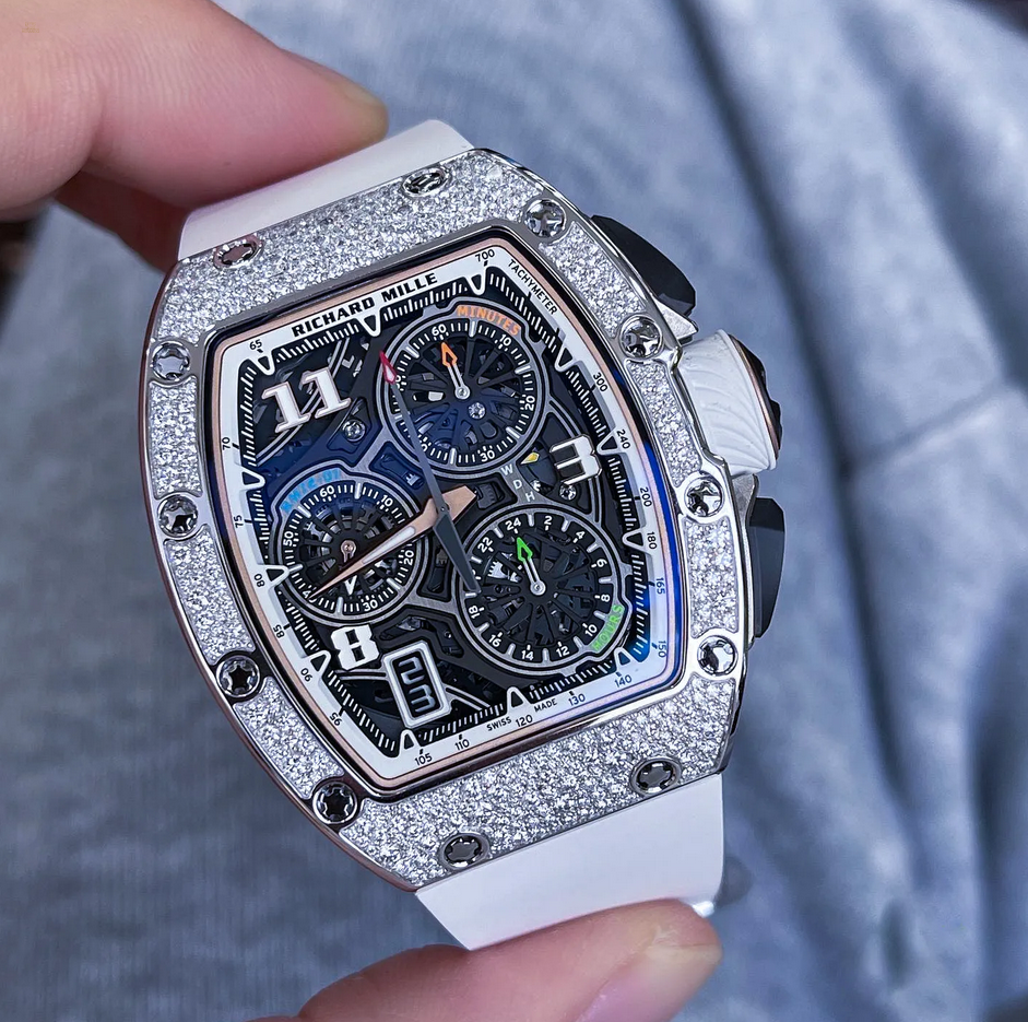 Richard Mille RM 72-01 White Gold Snow Set Diamonds Lifestyle In-House Chronograph