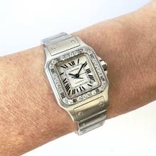 Thumbnail von Cartier Santos Galbée 24mm Automatic Steel 0.69TCW Diamond Watch NEW Model </h1>