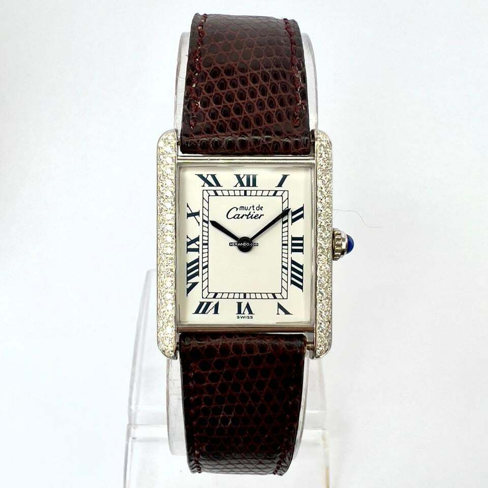 Cartier Tank Quartz 23mm Silver 0.67TCW Diamond Watch </h1>