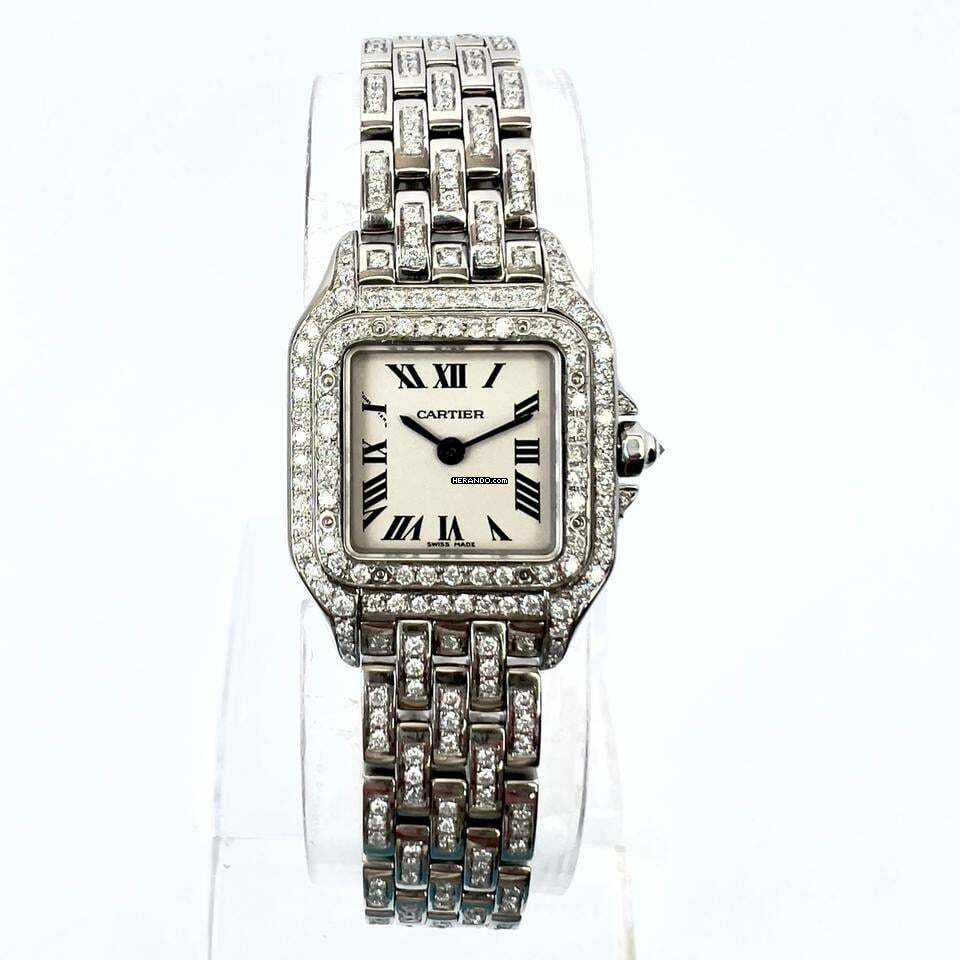 Cartier Panthère 23mm Quartz Steel 3.28TCW DIAMOND Watch </h1>