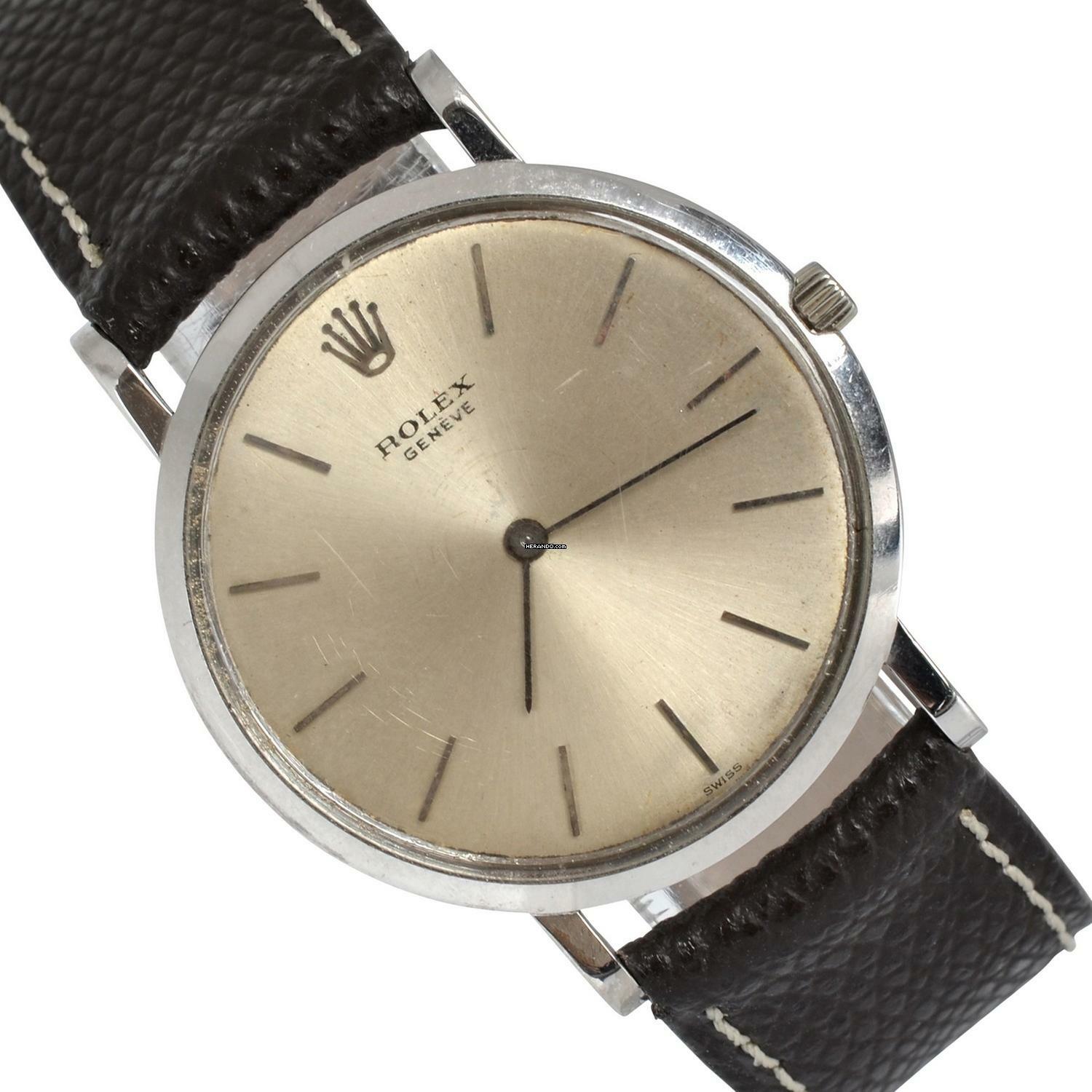 Rolex Cellini 9576 Ultra-Thin Silver dial white gold 18KT 1960's </h1>