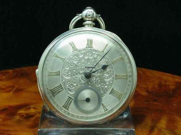  John Fleckner 925 Silber Open Face Taschenuhr Schlüsselaufzug Durchmesser 52,3mm </h1> 