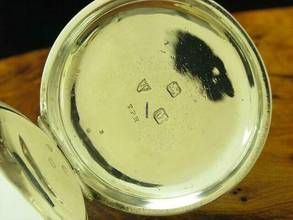 Thumbnail von Thomas Peter Hewitt 925 Sterling Silber Open Face Spindeltaschenuhr </h1>