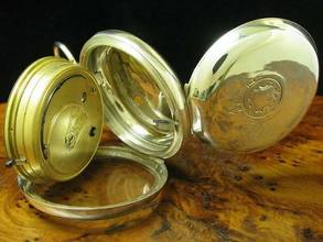 Thumbnail von Thomas Peter Hewitt 925 Sterling Silber Open Face Spindeltaschenuhr </h1>