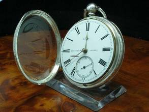 Thumbnail von Russel & Co 925 Silber Open Face Taschenuhr Schlüsselaufzug </h1>