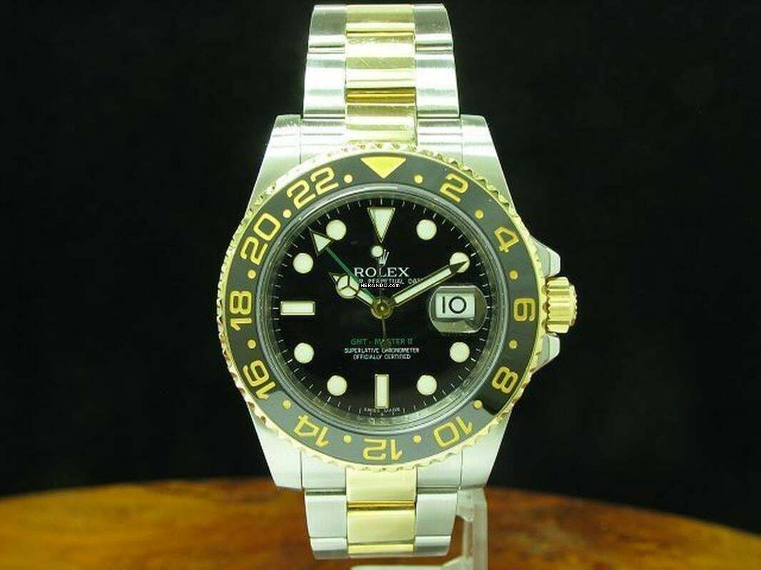 Rolex GMT-Master II 18kt 750 Gold Edelstahl Automatic Herrenuhr / Ref 116713ln </h1>