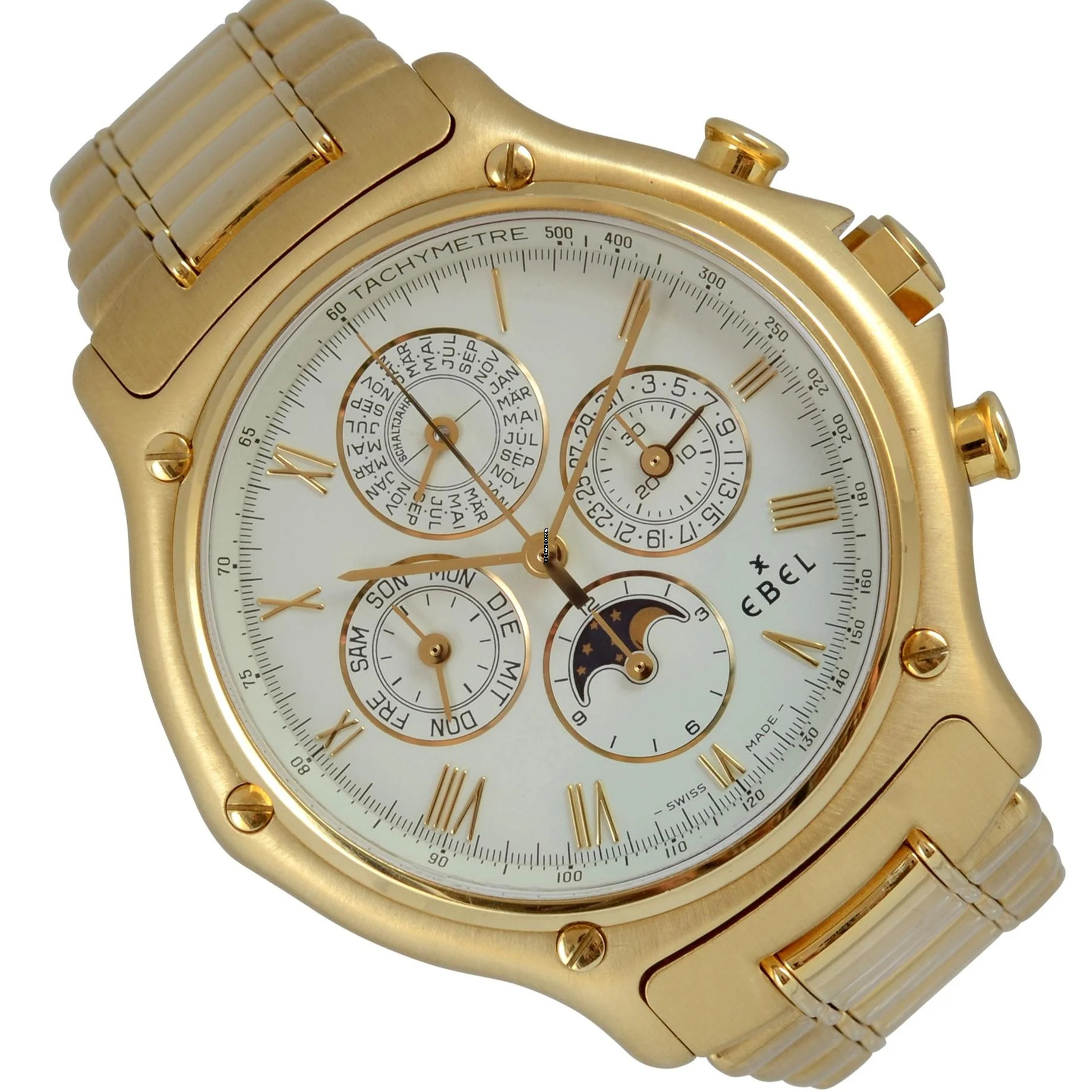 Ebel Quantieme Perpetual Calendar Chronograph gold 18KT 1990’s TOP Condition Full Set