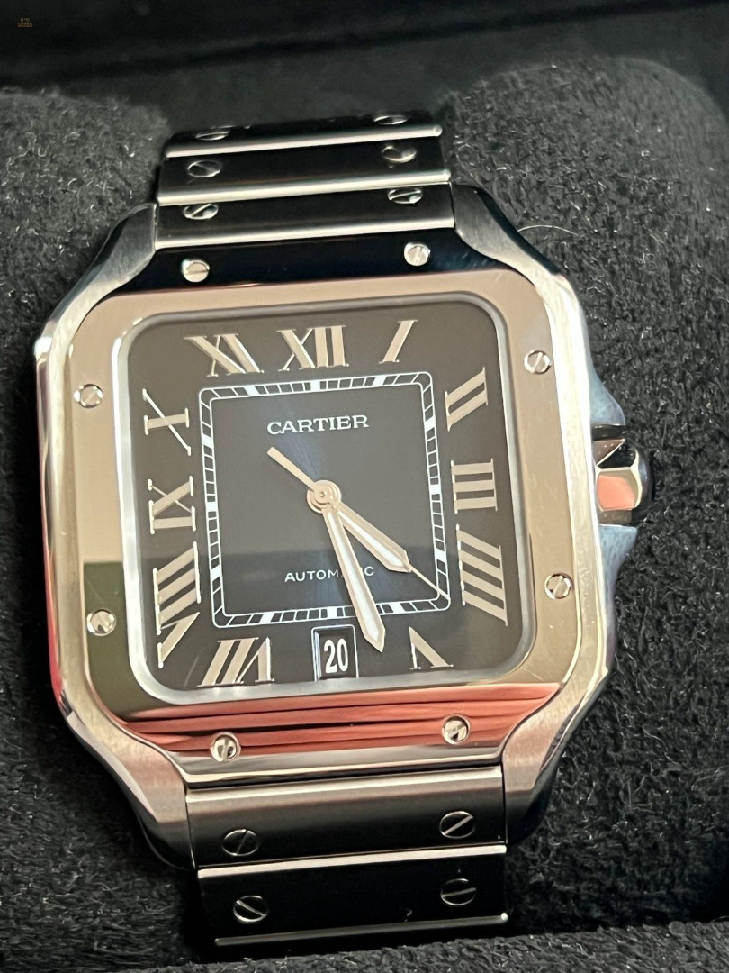 Cartier Santos neu Blau LC 100 Erstkaufrechnung