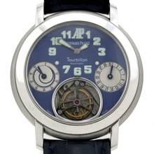 Thumbnail von Audemars Piguet Jules Audemars Tourbillon Platinum back winder blue dial very rare </h1>