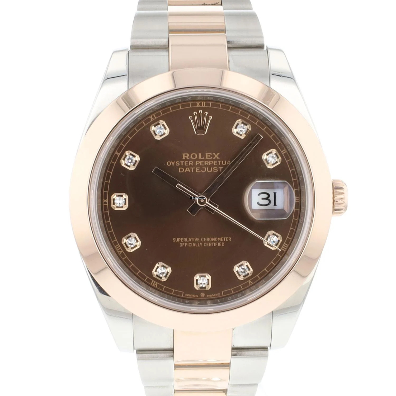 Rolex Datejust 41 Steel Everose Gold Choco Diamond Dial