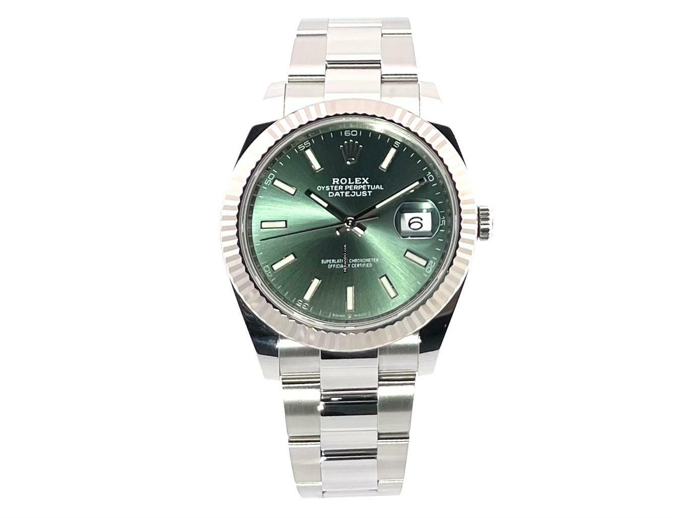 Rolex Datejust 41 Edelstahl Weißgold 126334 Mint Green