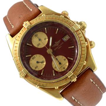  Breitling Chronomat 81950 Burgundy dial yellow gold 18KT 1980’s </h1> 