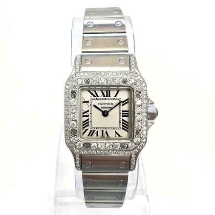  Cartier Santos Galbée Quartz 24mm Steel 1.06TCW DIAMOND Watch NEW Model </h1> 