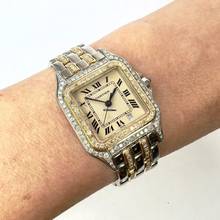 Thumbnail von Cartier Panthère 27mm 2 Row Gold Quartz 3.7TCW DIAMOND Watch </h1>