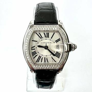  Cartier Roadster Quartz 18K White Gold 31mm ~1TCW FACTORY DIAMOND Watch </h1> 