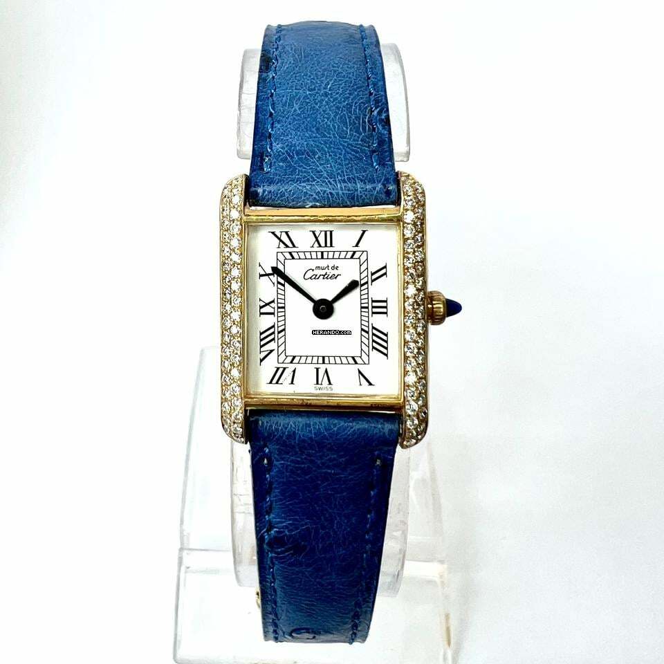 Cartier Tank Hand Winding 21mm GP Silver 0.67TCW Diamond Watch </h1>