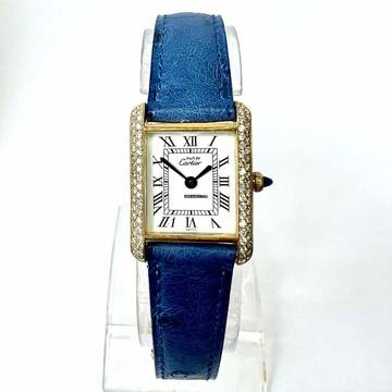  Cartier Tank Hand Winding 21mm GP Silver 0.67TCW Diamond Watch </h1> 