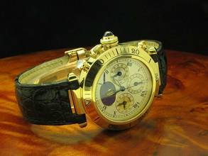 Thumbnail von Cartier Pasha 18kt 750 Gold 3-time Zones Automatic Herrenuhr / Ref M204579/0925 </h1>