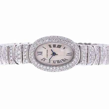  Cartier Baignoire Mini 18mm 18K White Gold ~5TCW Watch </h1> 