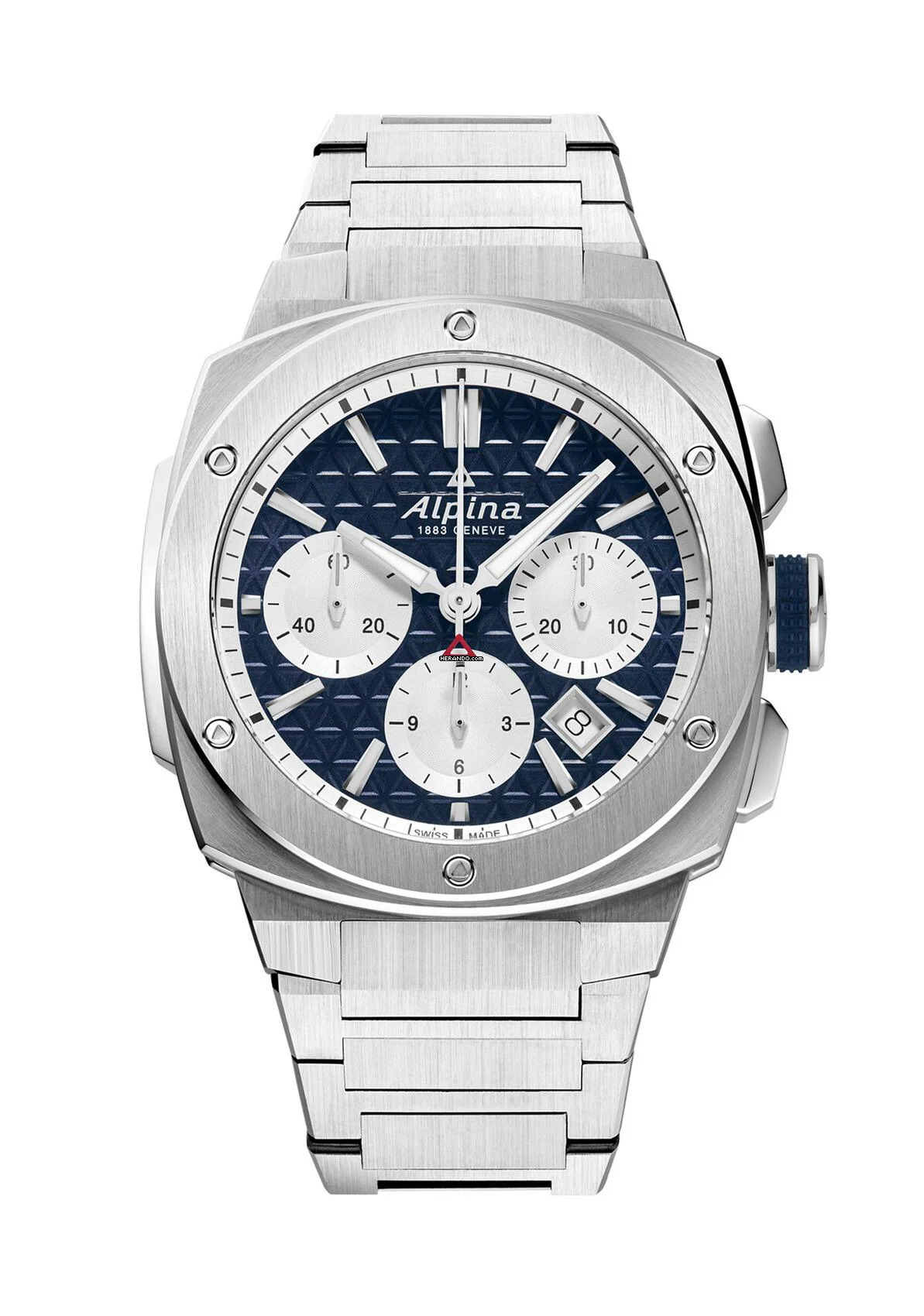 Alpina Alpiner EXTREME CHRONO AUTOMATIC STAINLESS STEEL CASE & BRACELET NAVY & SILVER DIAL 41 MM