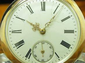 Thumbnail von Manufacture D' Horlogerie Lion 800 Silber Open Face Taschenuhr Schlüsselaufzug </h1>