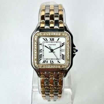  Cartier Panthère Quartz Jumbo 29mm 3 Row Gold 0.55TCW DIAMOND Watch </h1> 