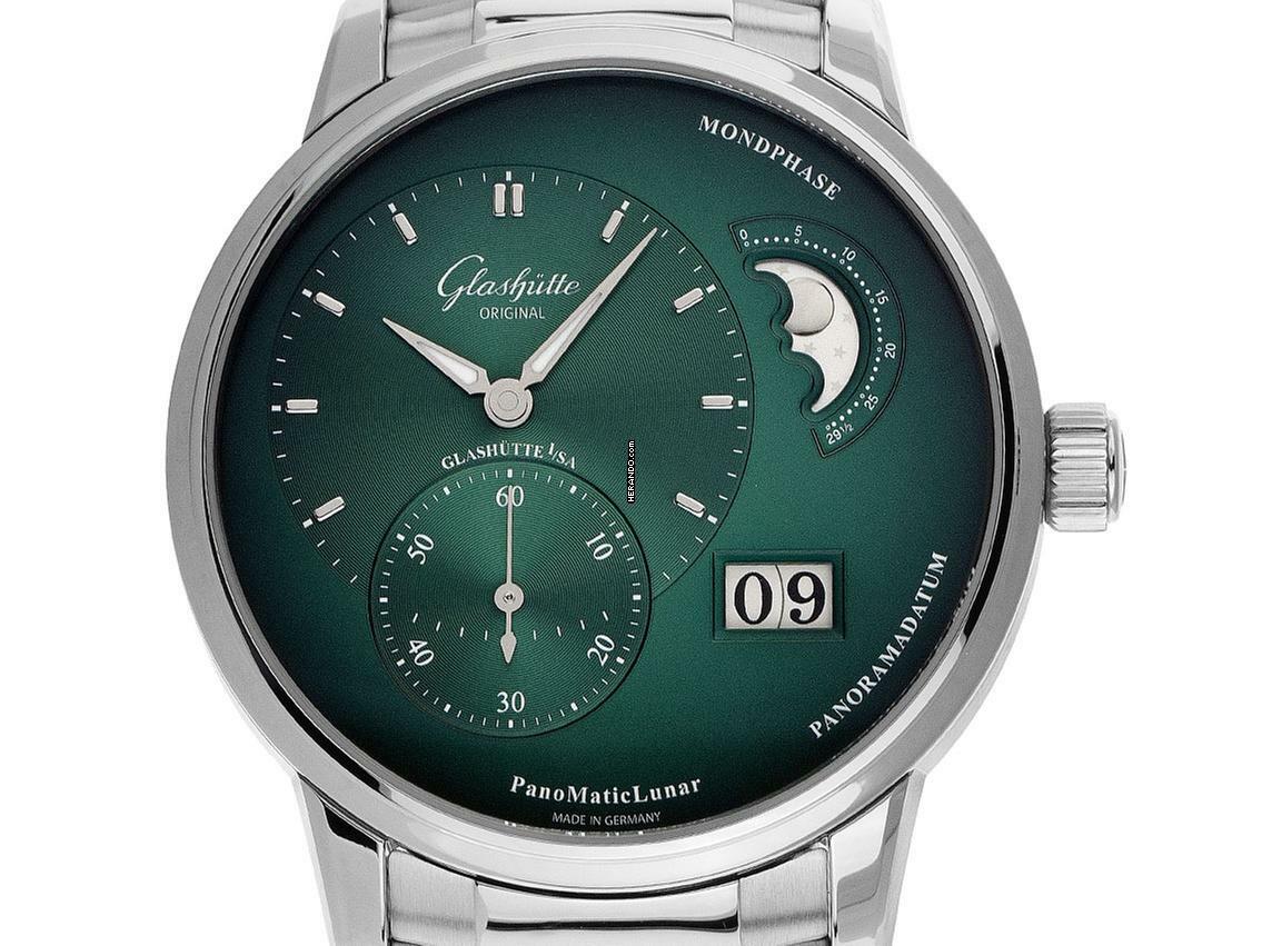 Glashütte Original PanoMaticLunar Panoramadatum Ref.1-90-02-13-32-70 2023 Full Set Ungetragen
