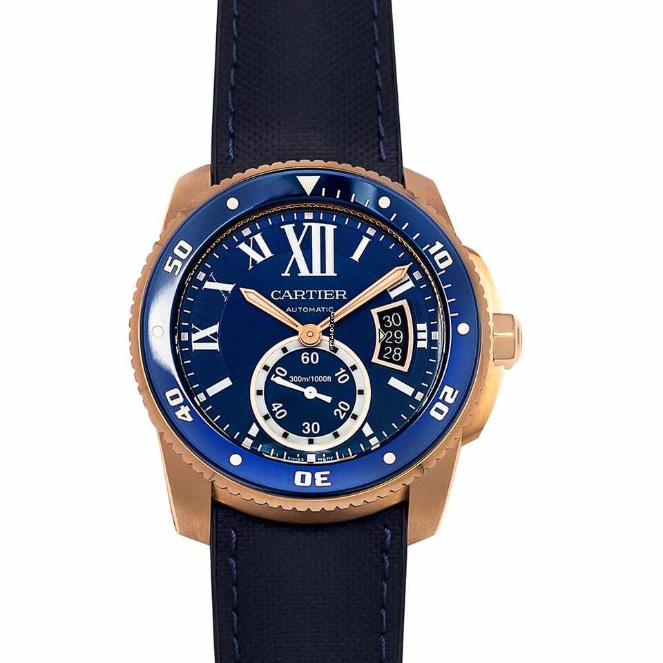Cartier Calibre de Cartier Diver WGCA0009 - Calibre De Cartier Diver Automatic Blue Dial 18kt Rose Gold Men's Watch </h1>