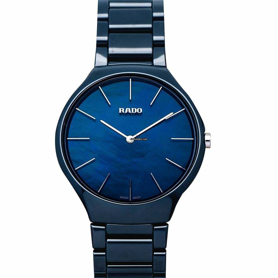 Rado R27005902 - True Thinline Quartz Blue Dial Ceramic Ladies Watch </h1>