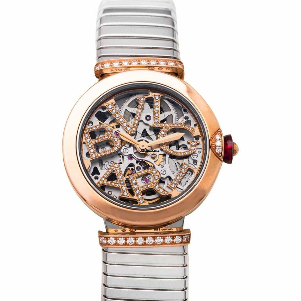Bulgari Lucea 103093 - LVCEA Automatic Skeleton Dial 18kt Rose Gold Ladies Watch </h1>