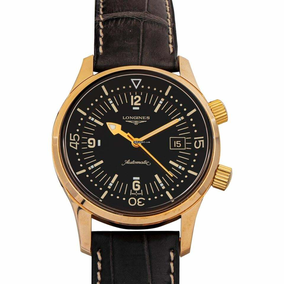 Longines Legend Diver L36748500 - Longines Heritage Automatic Black Dial 18kt Rose Gold Men's Watch </h1>