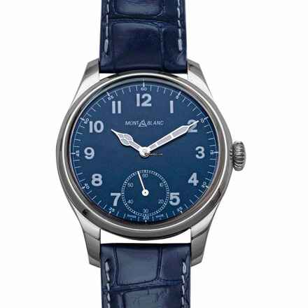  Montblanc 1858 113702 - 1858 Hand Wind Blue Dial Stainless Steel Men's Watch </h1> 