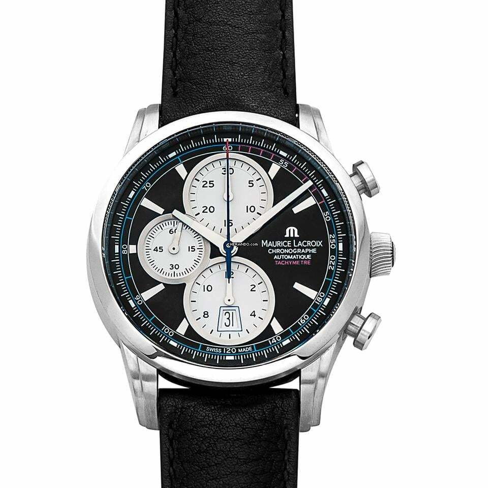 Maurice Lacroix Pontos Chronographe Rétro PT6288-SS001-330 - Pontos Automatic Black Dial Stainless Steel Men's Watch </h1>