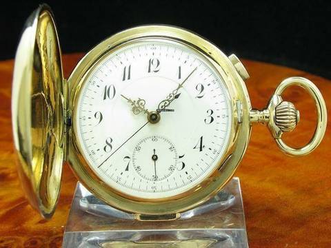  14kt 585 Gold Savonette Taschenuhr Chronograph Viertel-repetition </h1> 